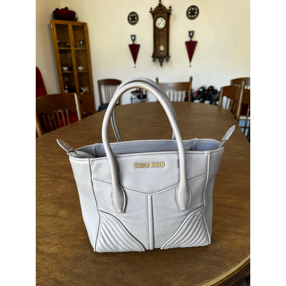 Miu Miu Beige Leather Tote Bag - Picture 2 of 14